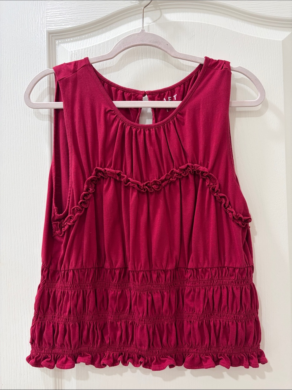 LOFT Raspberry Ruffle Tank Top